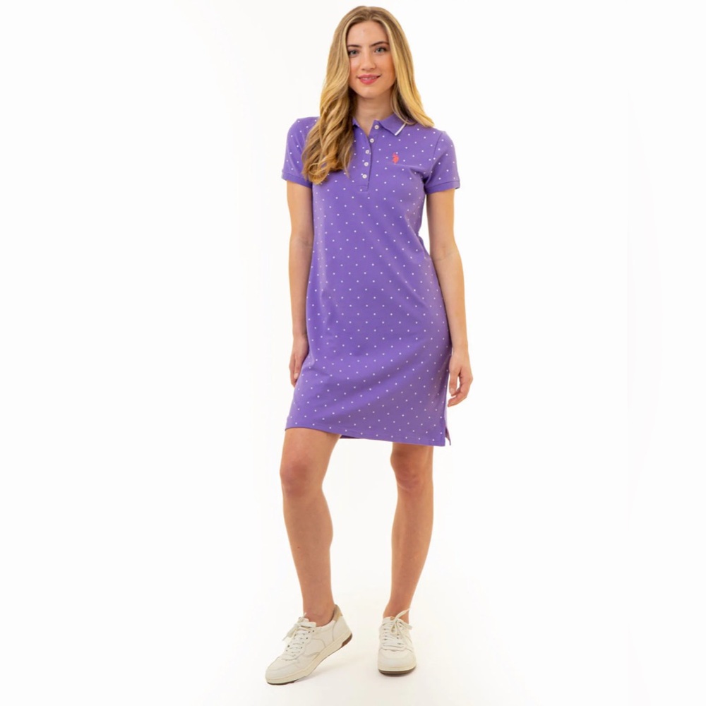 US Polo Assn. Women’s Polka dot purple/white polo dress, size XL